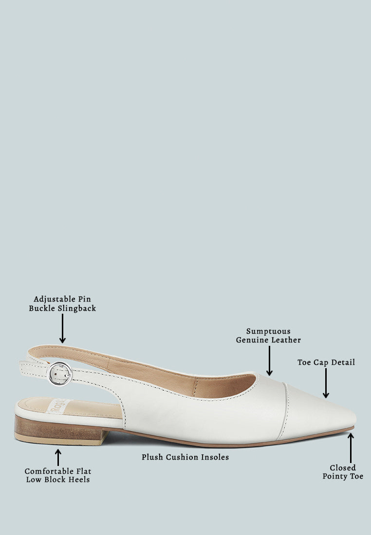 uwaha genuine leather & real suede slingback flats#color_white