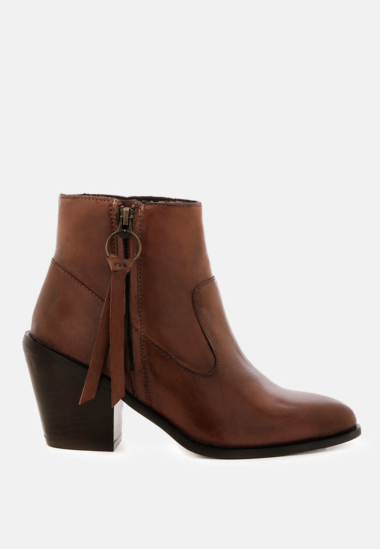 VIVIANA Brown Ankle Boots with Zipper-Brown