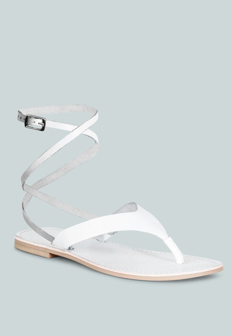 WRAPUP Tie around White Flat Sandals#color_white