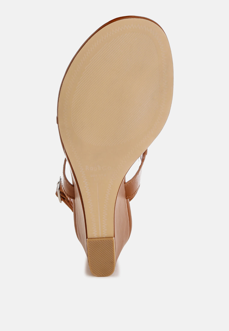 wami real leather wedge heel sandals#color_tan