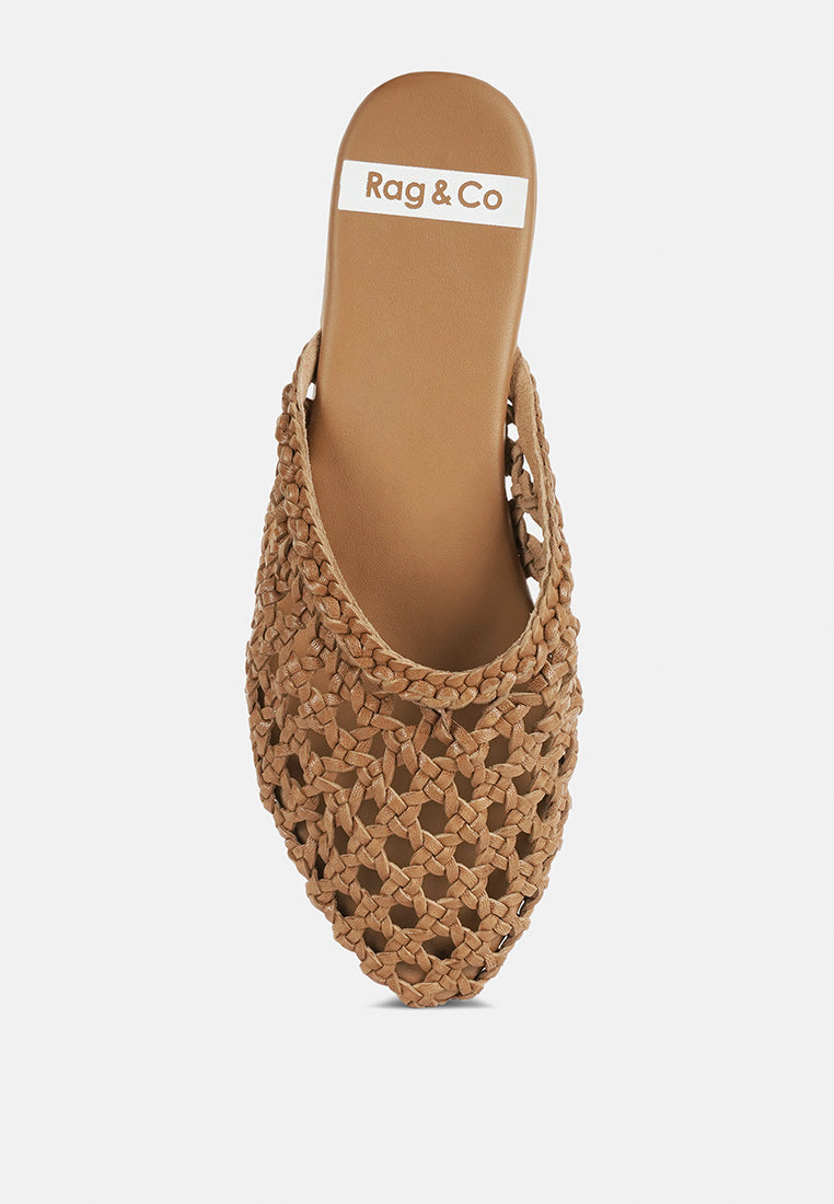 wendigo woven real leather mules#color_cognac