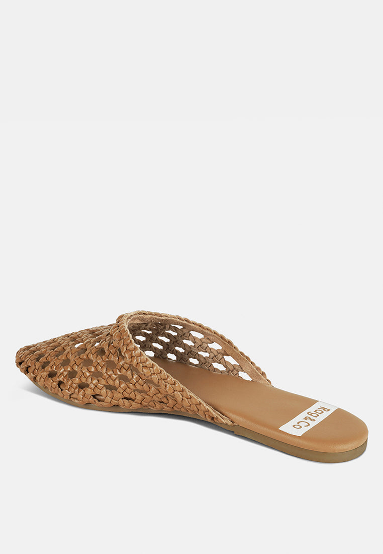 wendigo woven real leather mules#color_cognac