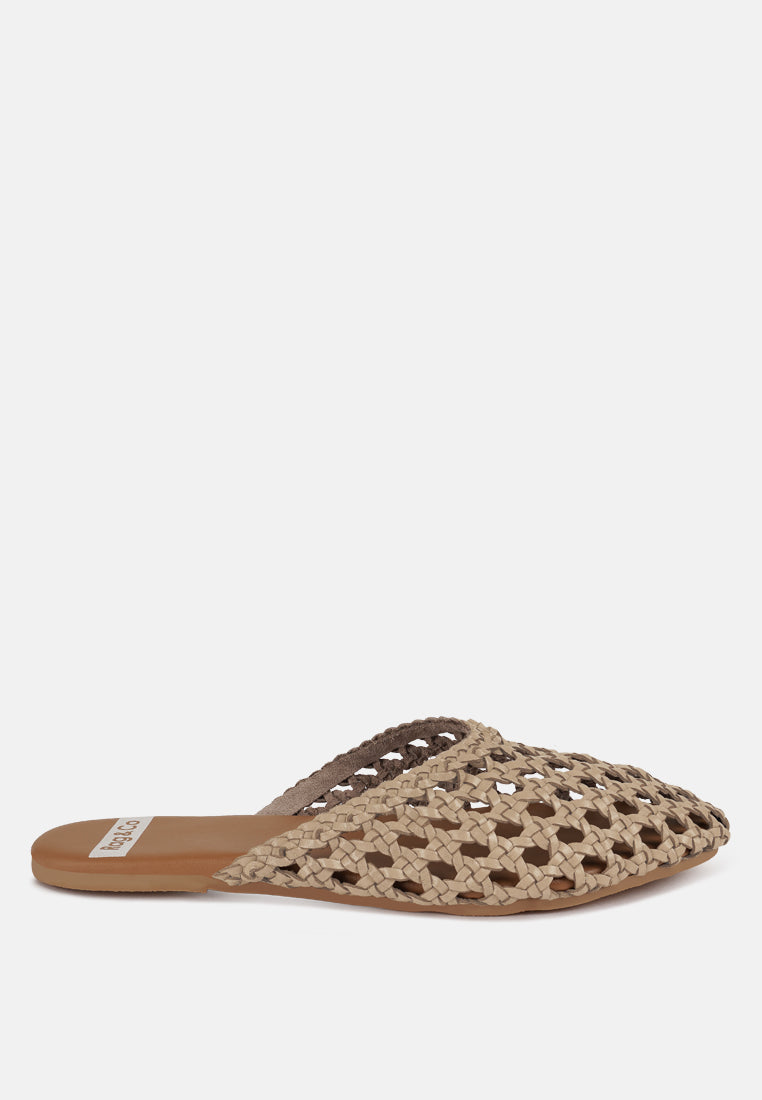 wendigo woven real leather mules#color_ivory