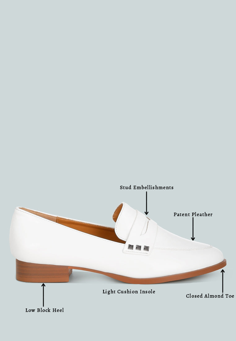 winged patent pleather penny loafers#color_off white