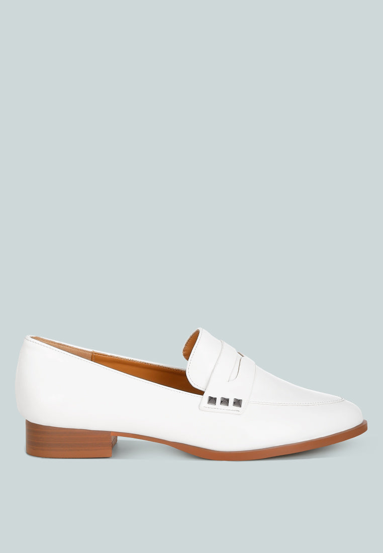 winged patent pleather penny loafers#color_off white