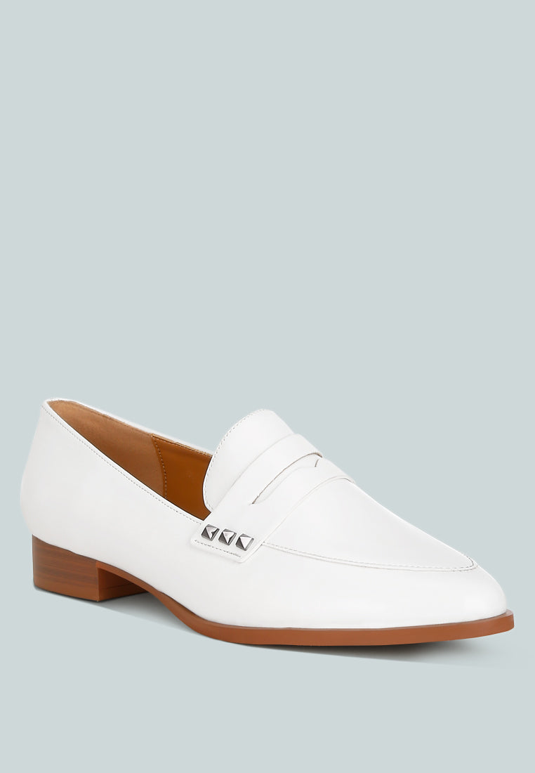 winged patent pleather penny loafers#color_off white
