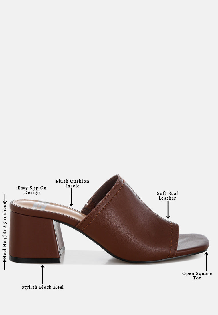 wuling slip-on soft leather heels#color_brown