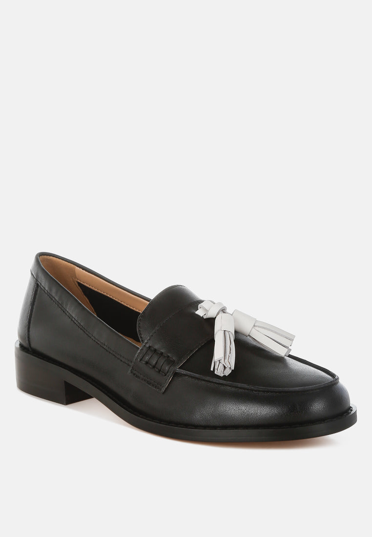yelena real leather tassel loafers#color_black