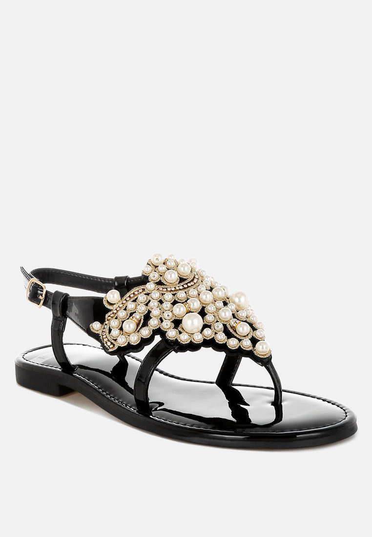 zalata pearl studded flats#color_black