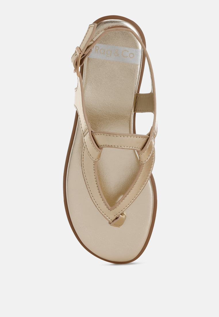 zorad metallic genuine leather flats#color_gold