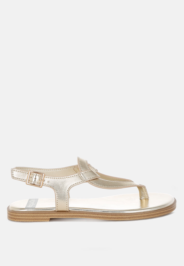 zorad metallic genuine leather flats#color_gold