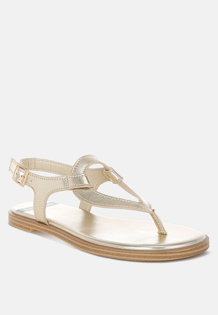 zorad metallic genuine leather flats#color_gold