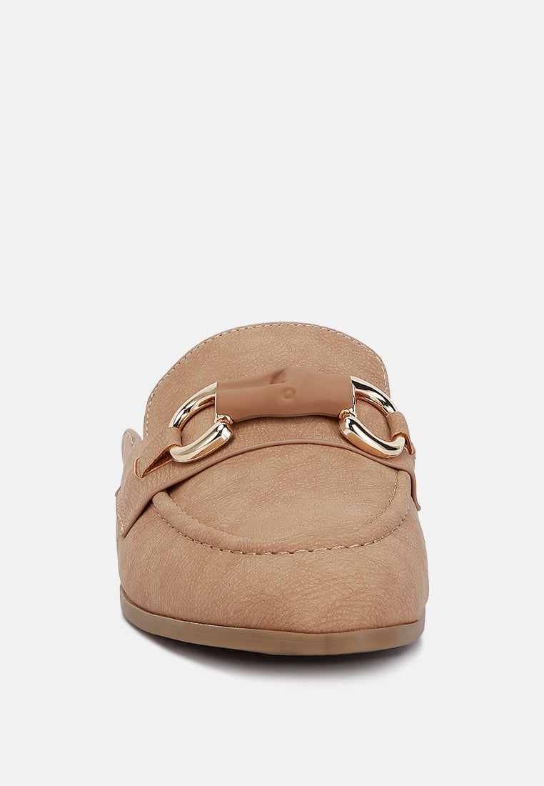 Abner Horsebit Embellished Raffia Slip On Mules In Taupe#color_taupe