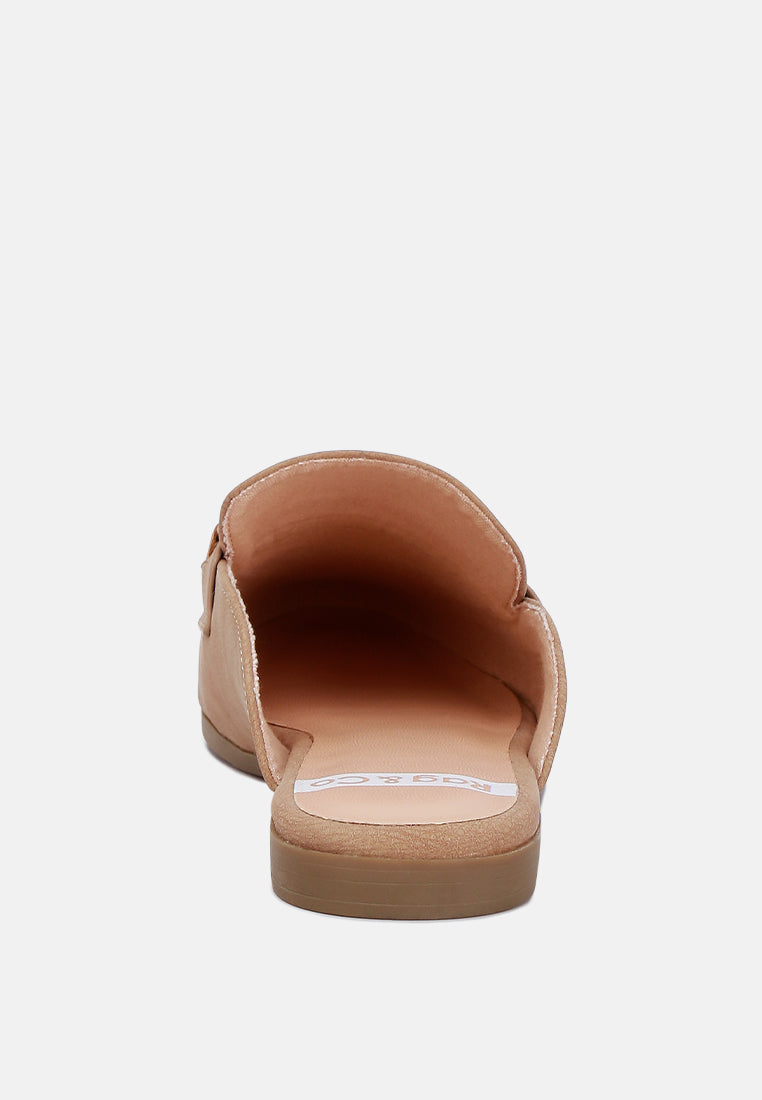 Abner Horsebit Embellished Raffia Slip On Mules In Taupe#color_taupe