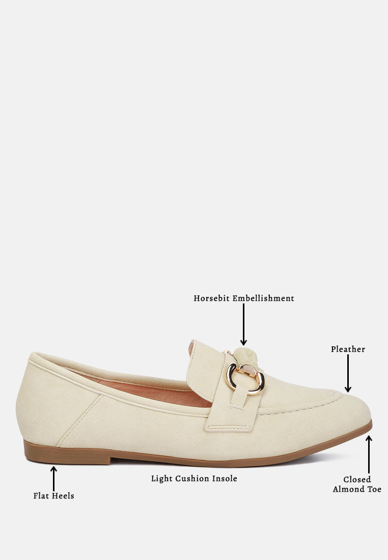 Asher Horsebit Embellished Raffia Loafers In Beige#color_beige