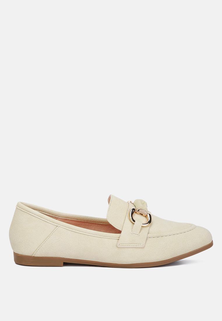 Asher Horsebit Embellished Raffia Loafers In Beige#color_beige