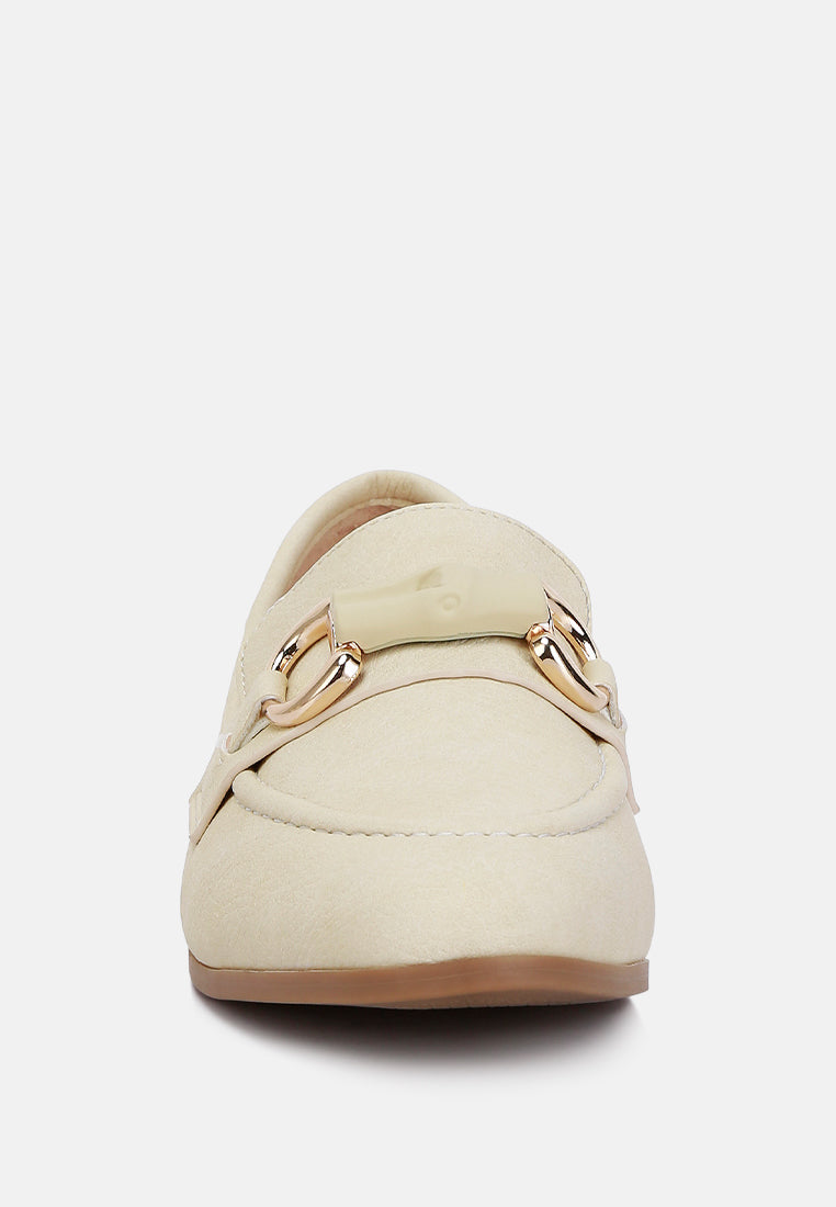 Asher Horsebit Embellished Raffia Loafers In Beige#color_beige