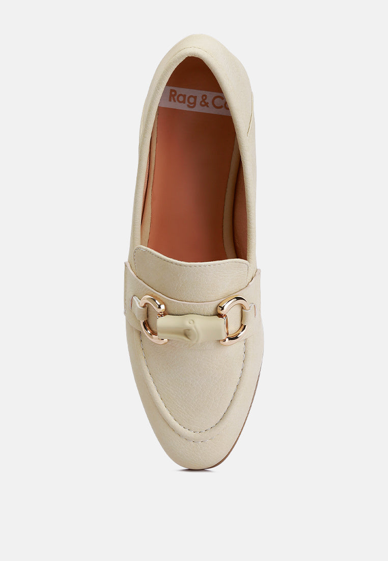 Asher Horsebit Embellished Raffia Loafers In Beige#color_beige