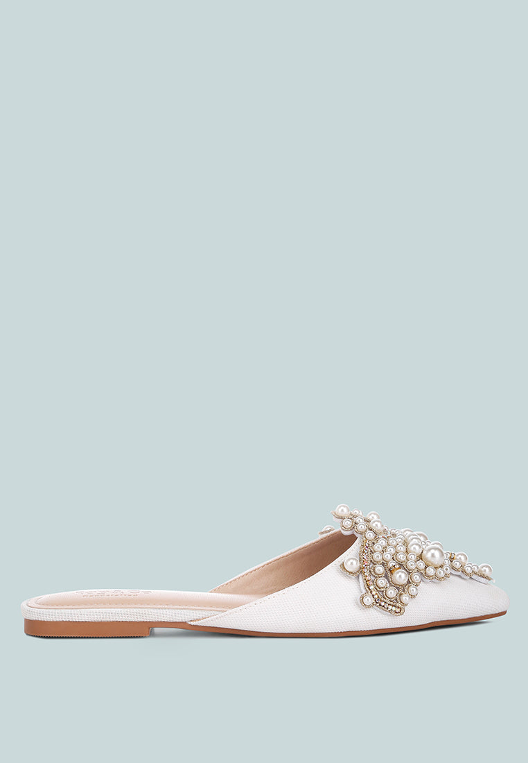 Amazon.com | Women White Embellished Mules with Ornate Detailing display picture 1