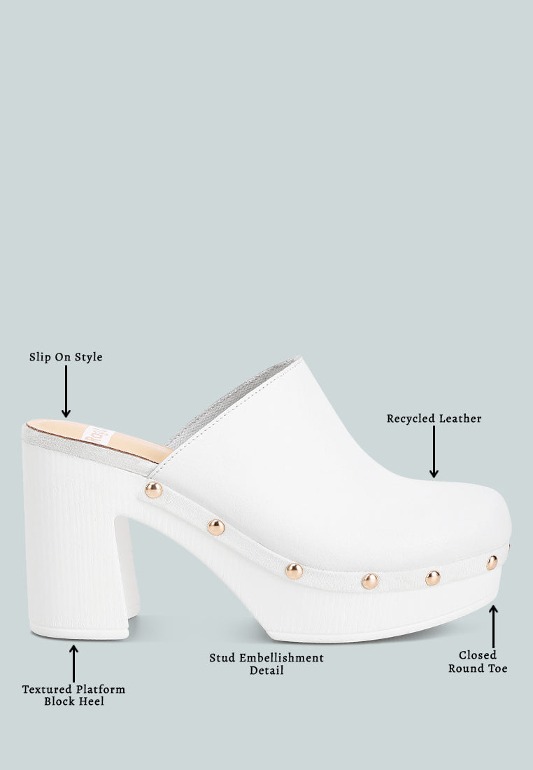 Benji Recycled Leather Clogs In White#color_white