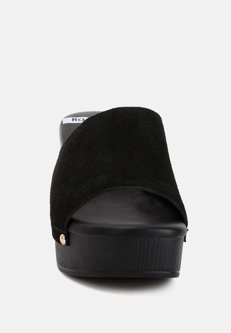 Cartera Suede High Block Heel Mules In Black#color_black