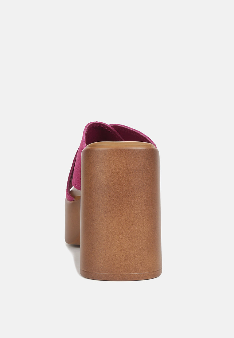 MATRIX Criss Cross Strap Block Heel Sandals#color_fuchsia