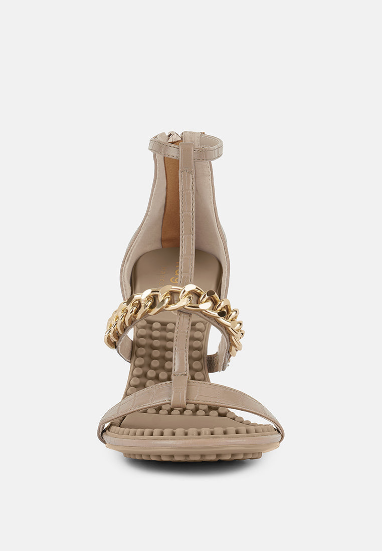 DAKOTA Metal Chain Embellishment Sandals in Latte#color_latte