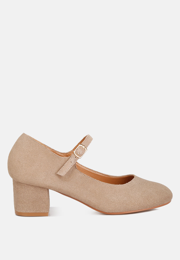 DALLIN Suede Block Heel Mary Janes in Sand#color_sand