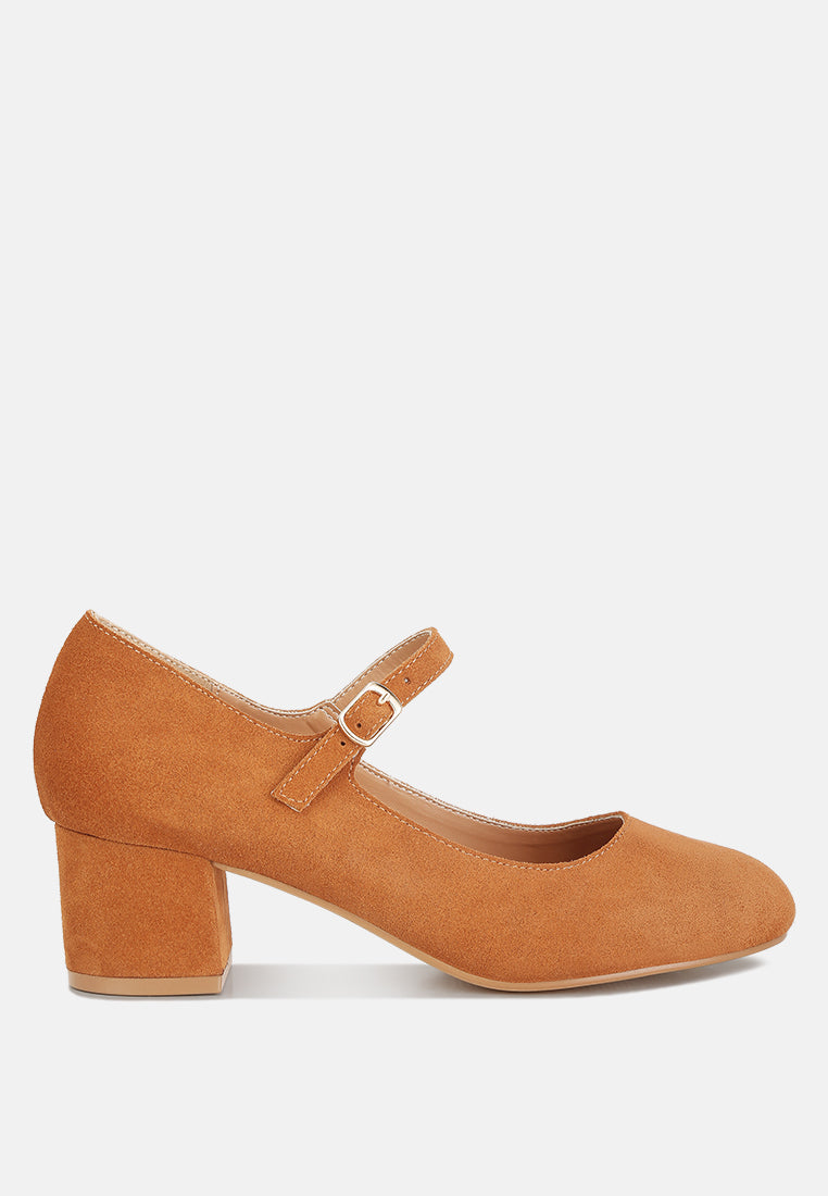 Buy Dallin Suede Block Heel Mary Janes In Tan Sandals Rag Co