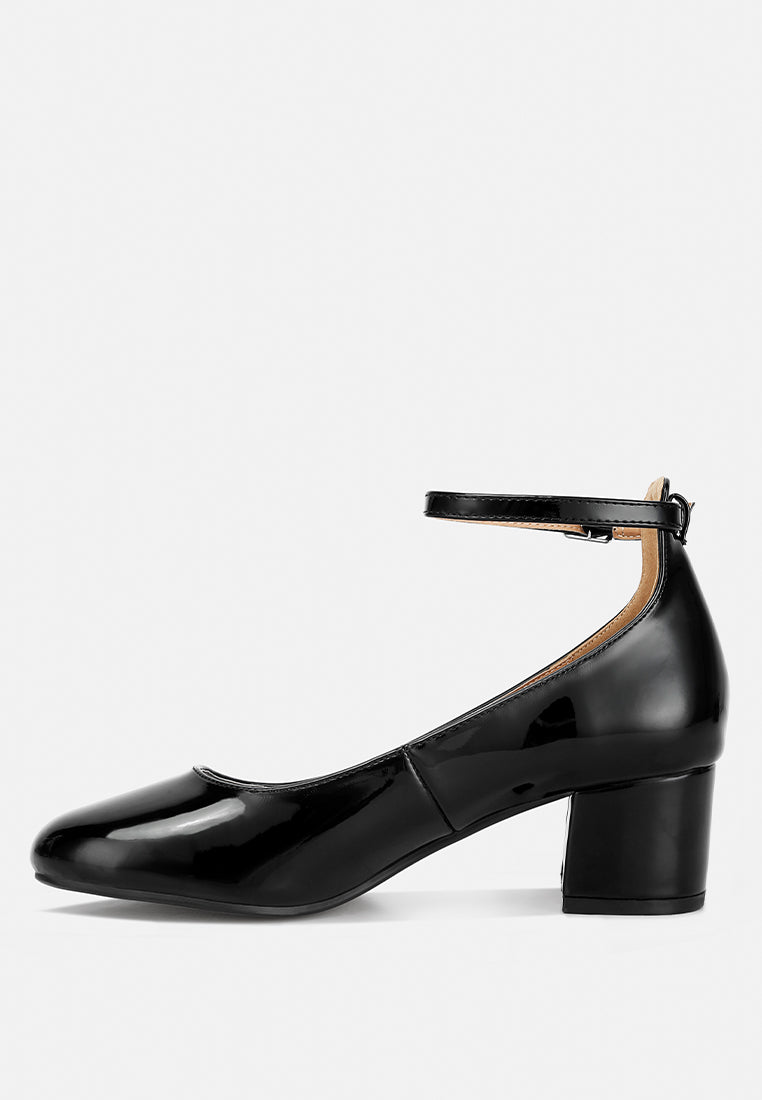 DEBBIE Ankle Strap Low Block Heel Sandals#color_black