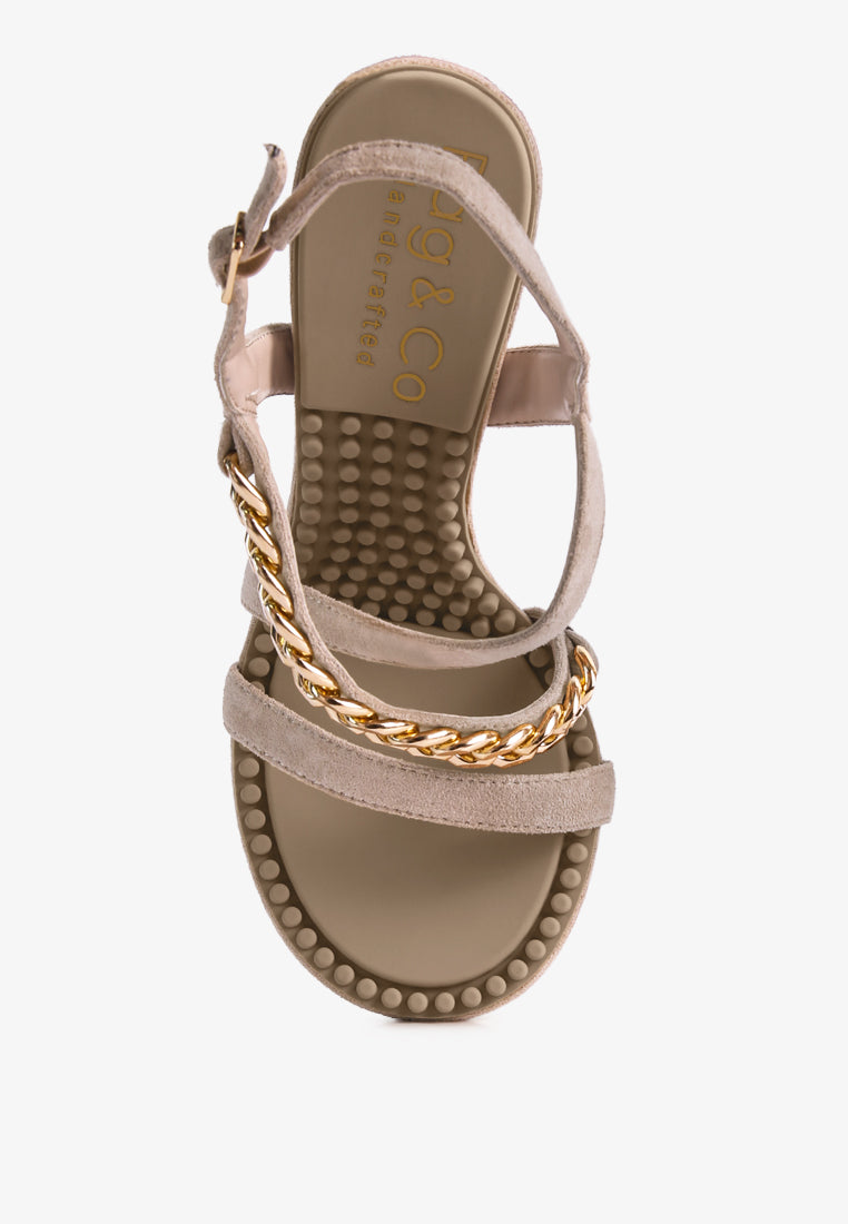 DOMEDA Latte Metal Chain Embellished Sandals#color_latte