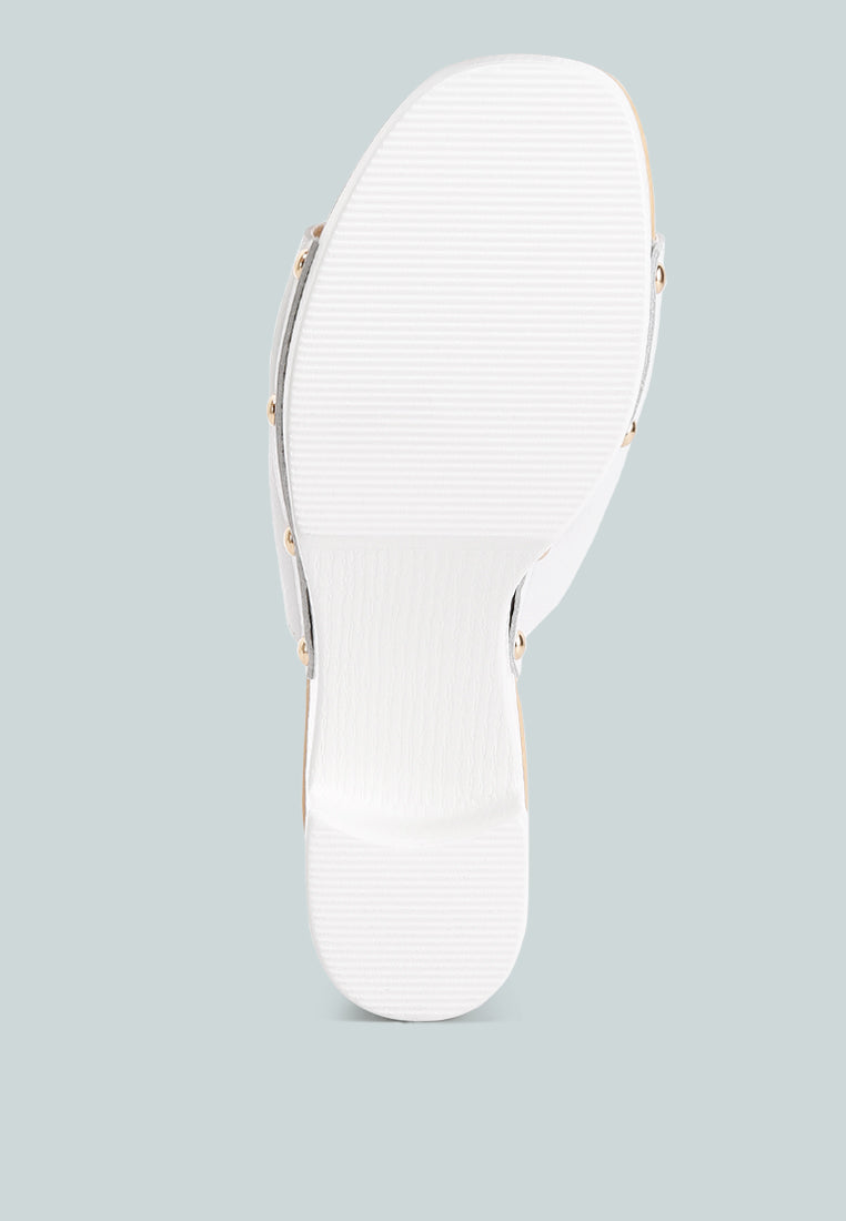 Drew Recycled Leather Block Heel Mules In White#color_white