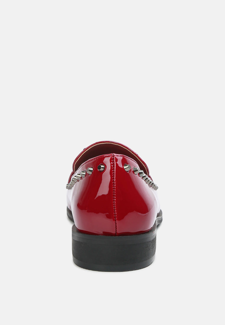 emilia burgundy patent stud penny loafers#color_burgundy