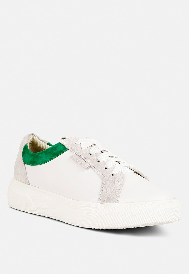 ENDLER Color Block Leather Sneakers#color_green