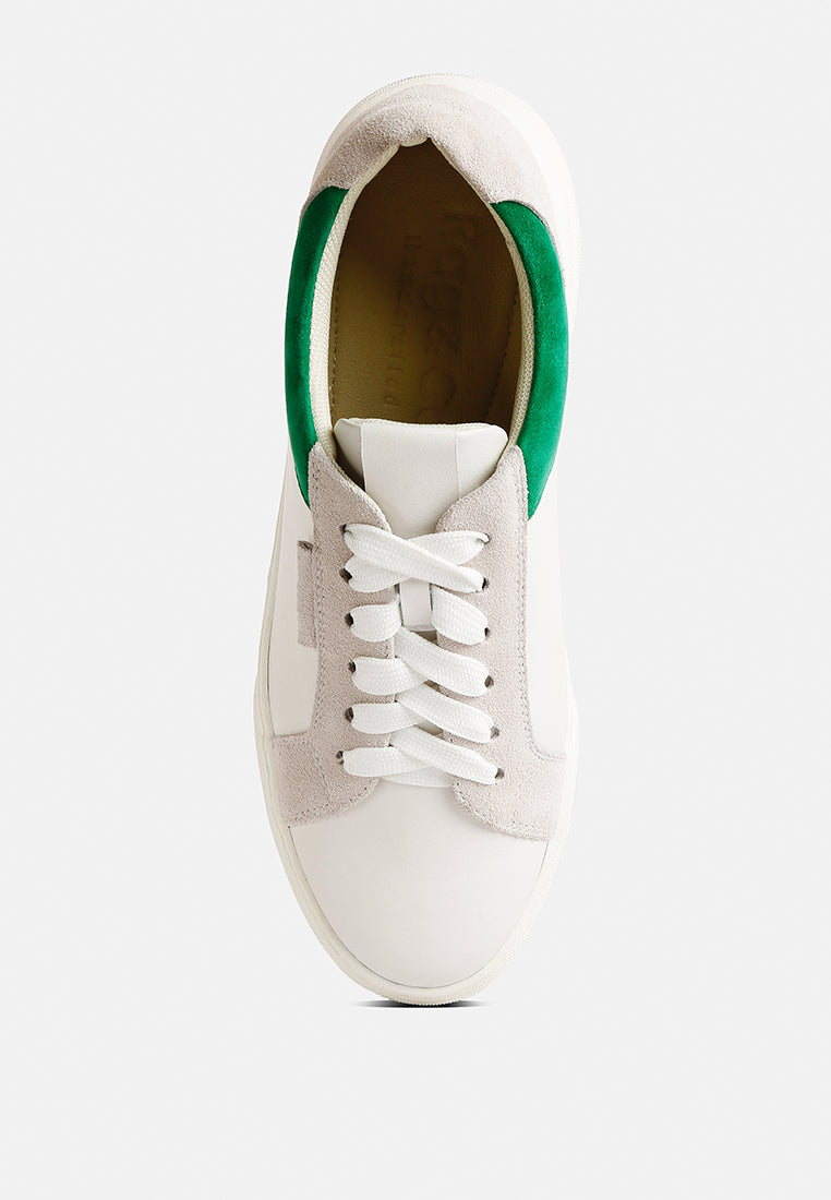 ENDLER Color Block Leather Sneakers#color_green