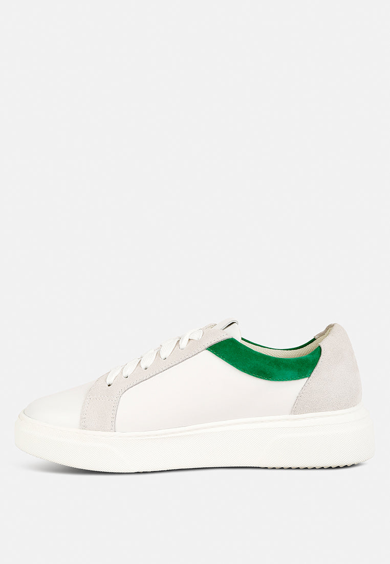 ENDLER Color Block Leather Sneakers#color_green