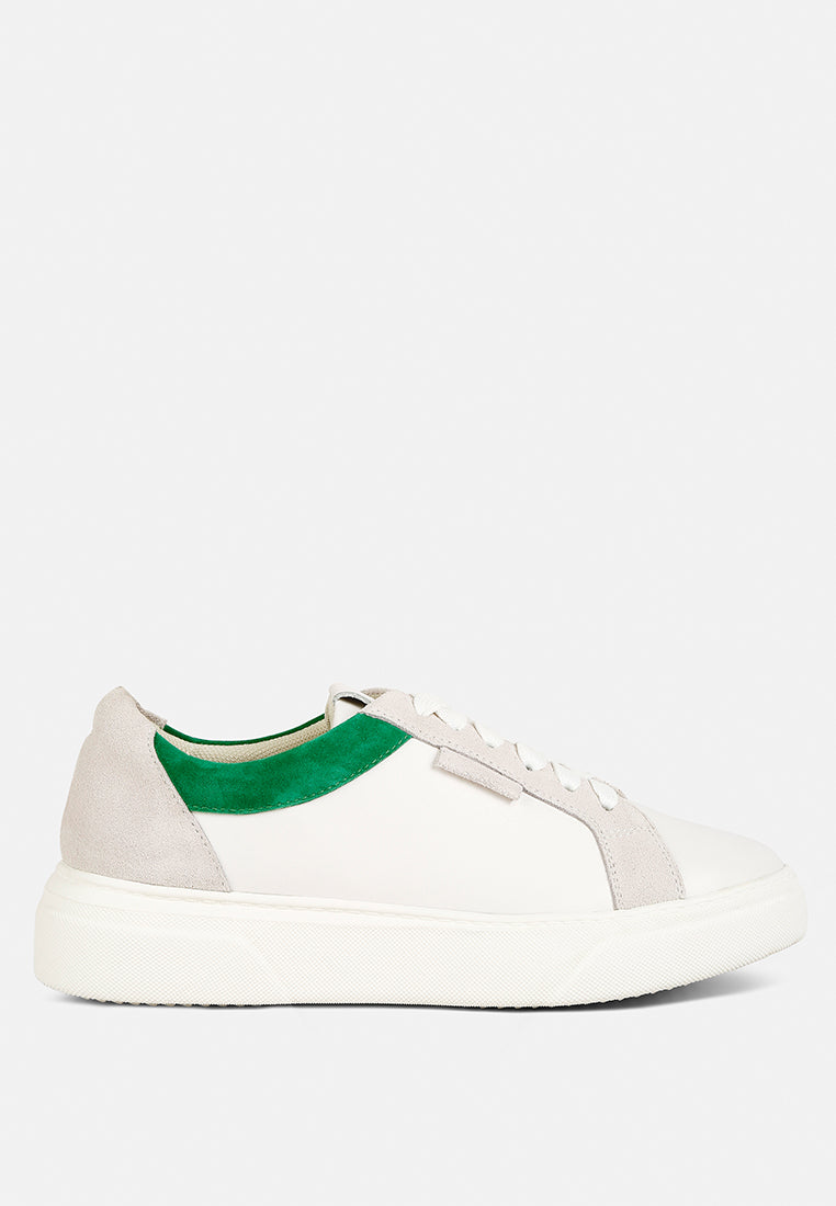 ENDLER Color Block Leather Sneakers#color_green