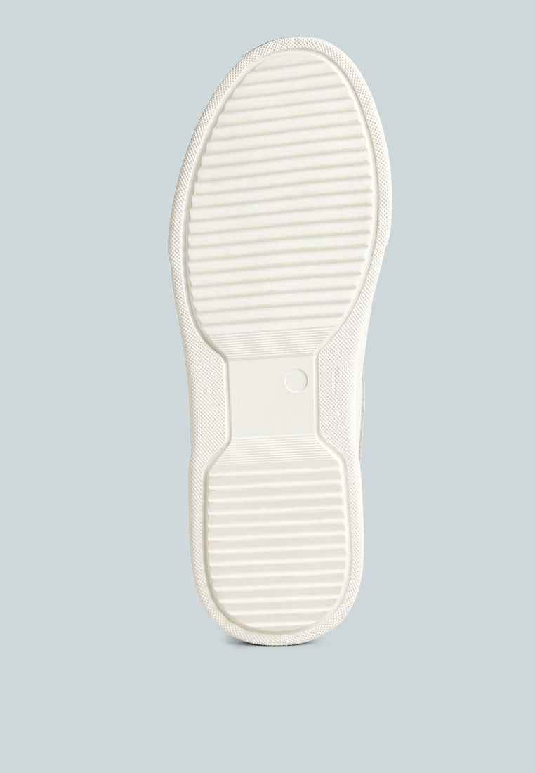 ENDLER Color Block Leather Sneakers in off White#color_white