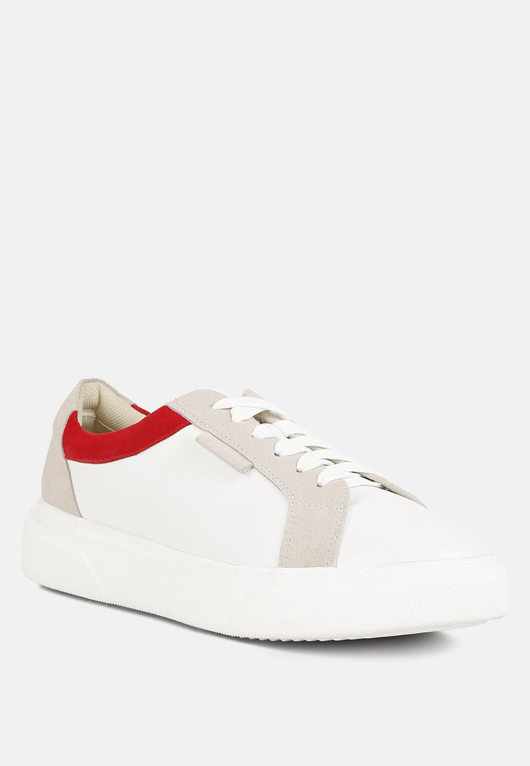 ENDLER Color Block Leather Sneakers#color_red