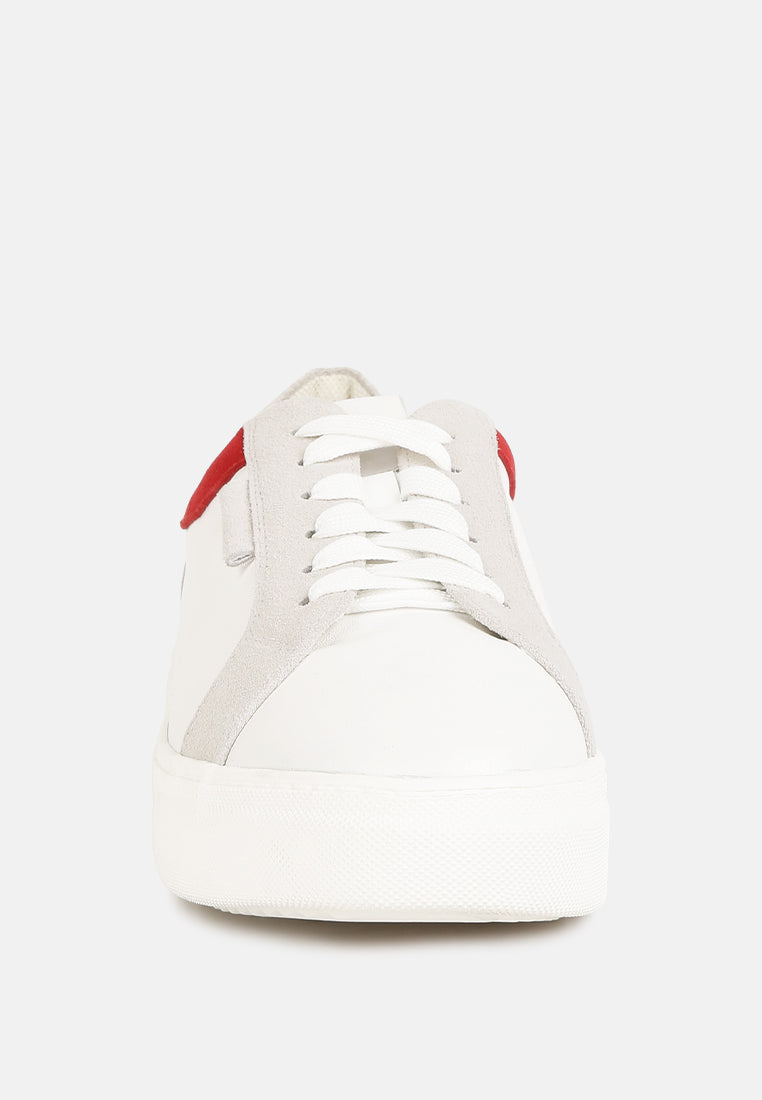 ENDLER Color Block Leather Sneakers#color_red