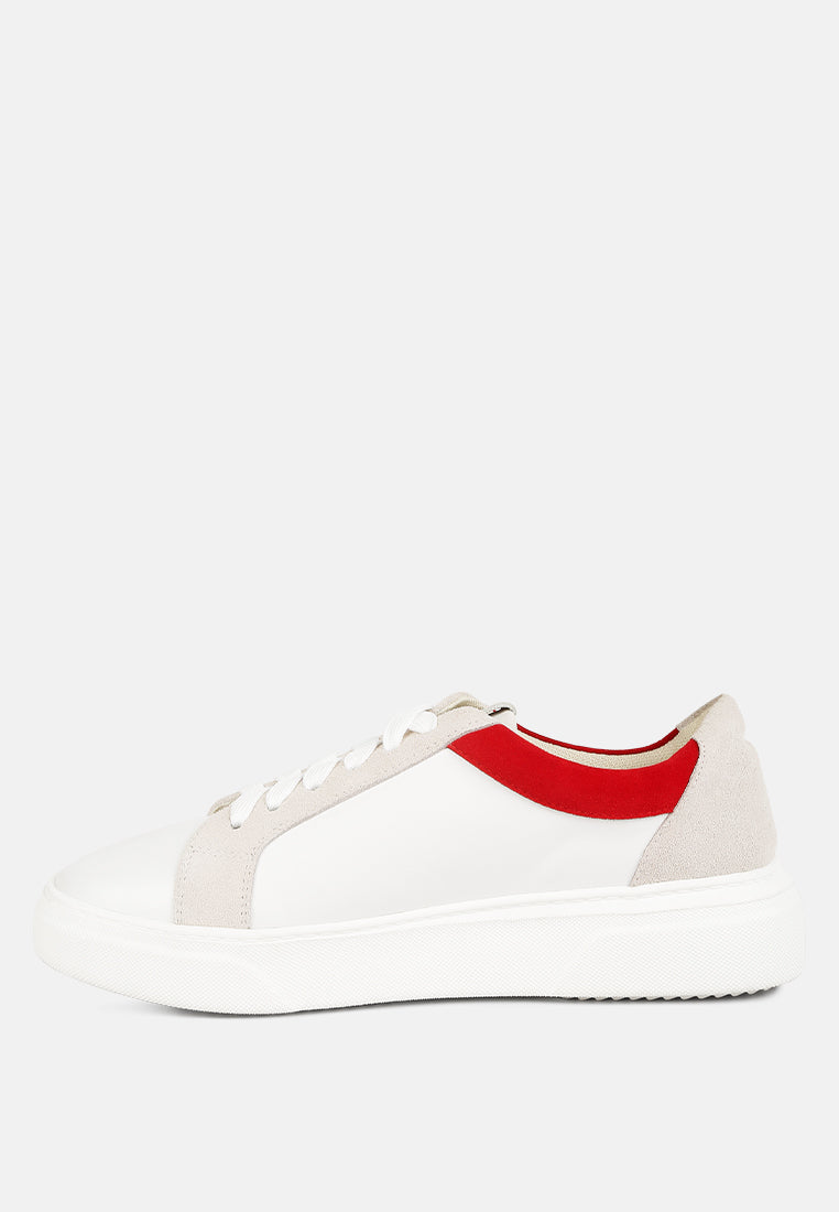 ENDLER Color Block Leather Sneakers#color_red