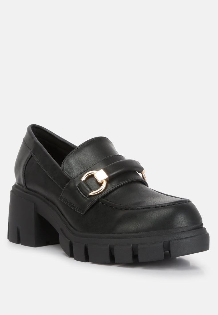 Evangeline chunky platform loafers#color_black