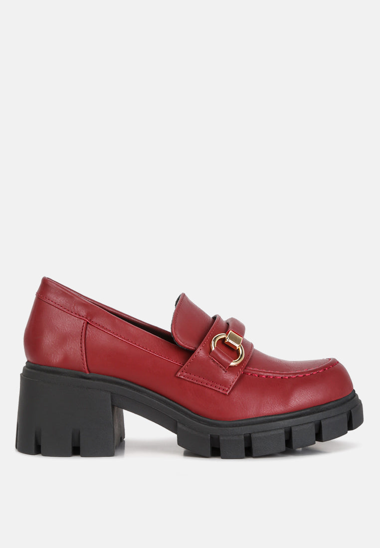 Buy Evangeline Chunky Platform Loafers In Burgundy Loafers Rag