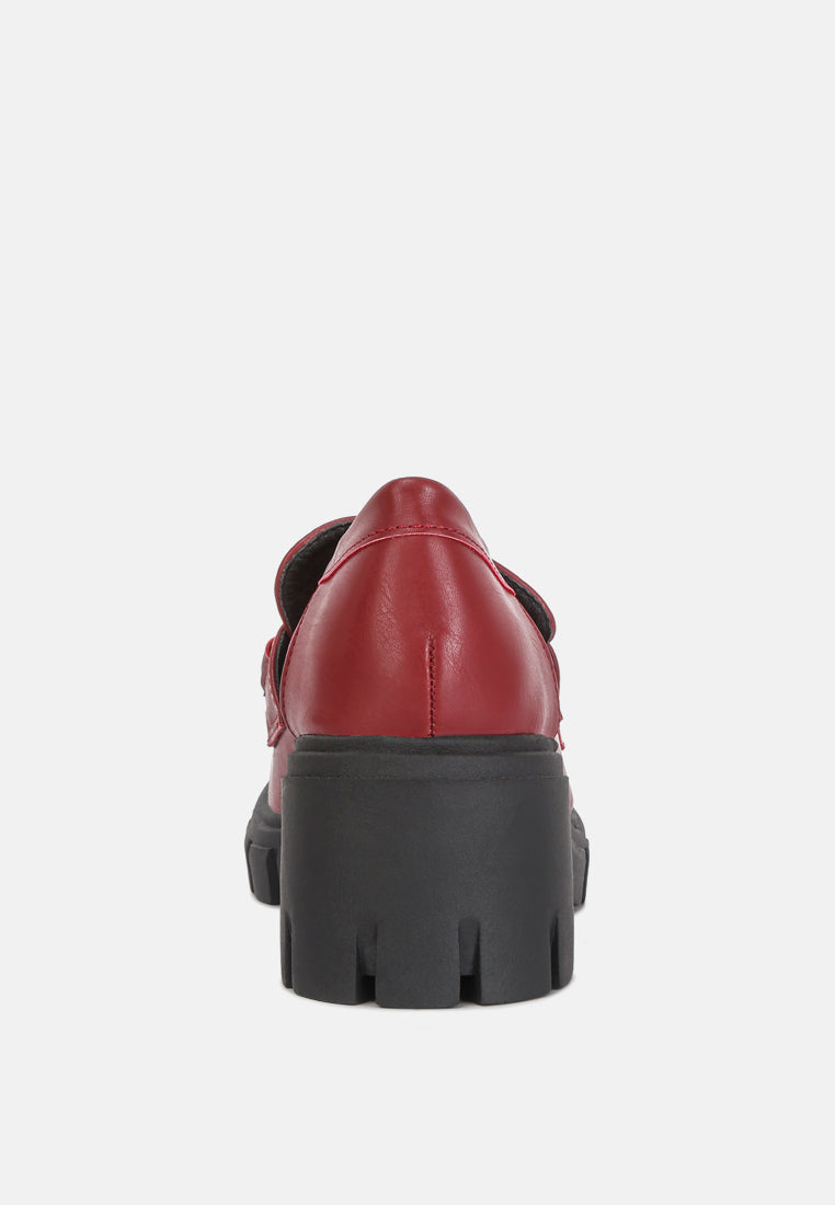 Evangeline chunky platform loafers#color_burgundy