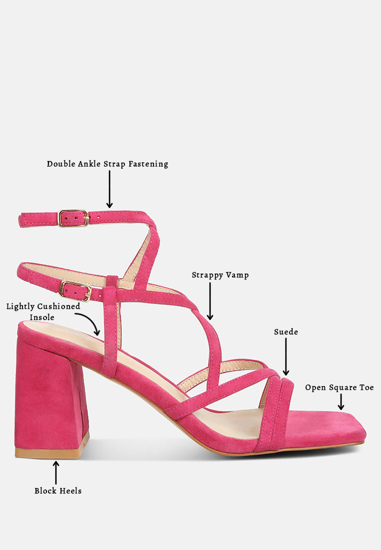 FIORELLA Fuchsia Strappy Block Heel Sandals#color_fuchsia