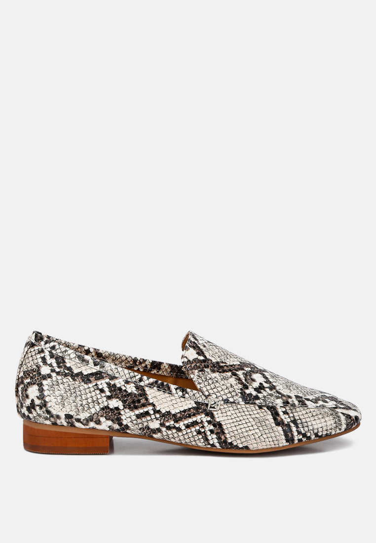 JULIA Snake Skin Textured Loafers color_snake print