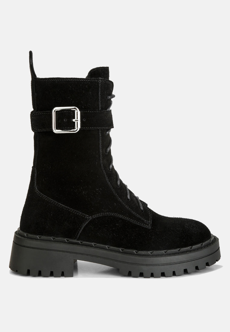 Kasper Suede Chunky Lug Boots In Black#color_black