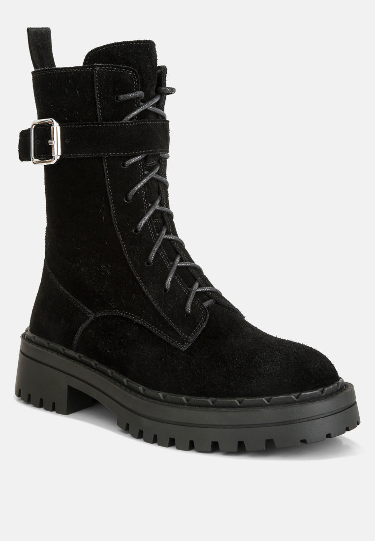 Kasper Suede Chunky Lug Boots In Black#color_black