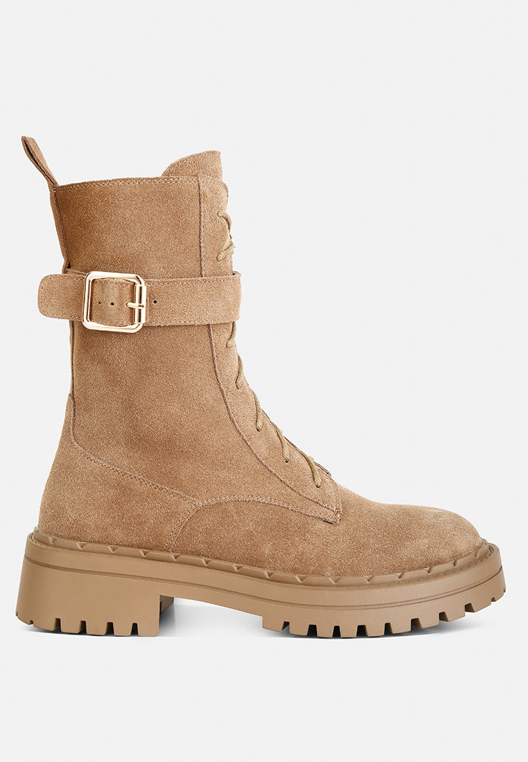 Kasper Suede Chunky Lug Boots In Tan#color_tan