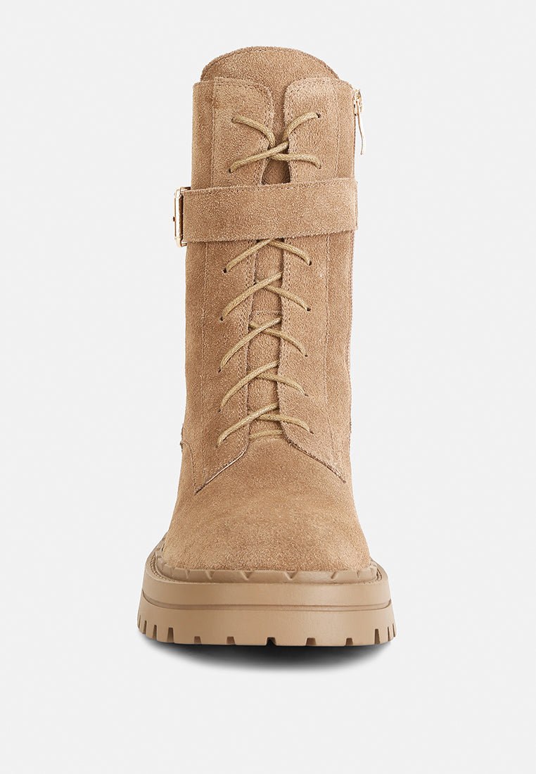 Kasper Suede Chunky Lug Boots In Tan#color_tan